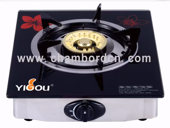 ポータブル屋外および屋内使用強化ガラスシングルバーナーガスストーブ